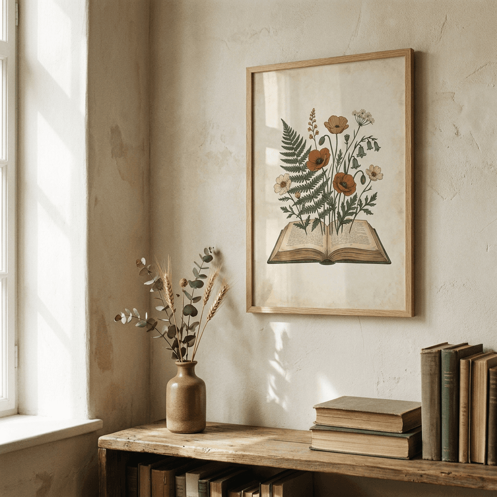Wildflower & Book Art Print